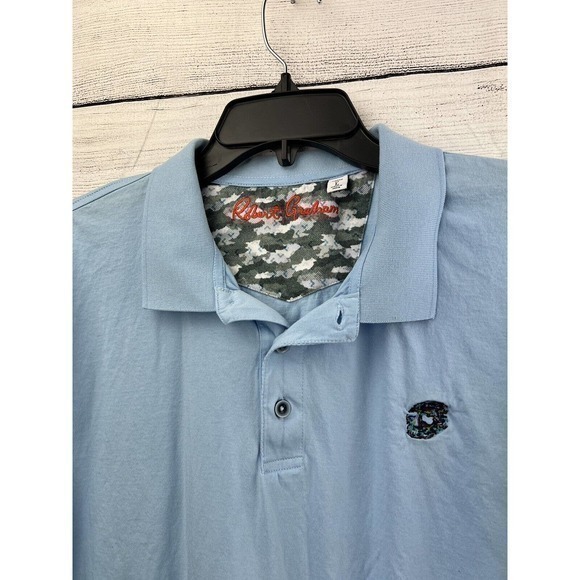 Robert Graham Stone Trail Short Sleeve Knit Polo Shirt Light Blue Men Large - Picture 2 of 7